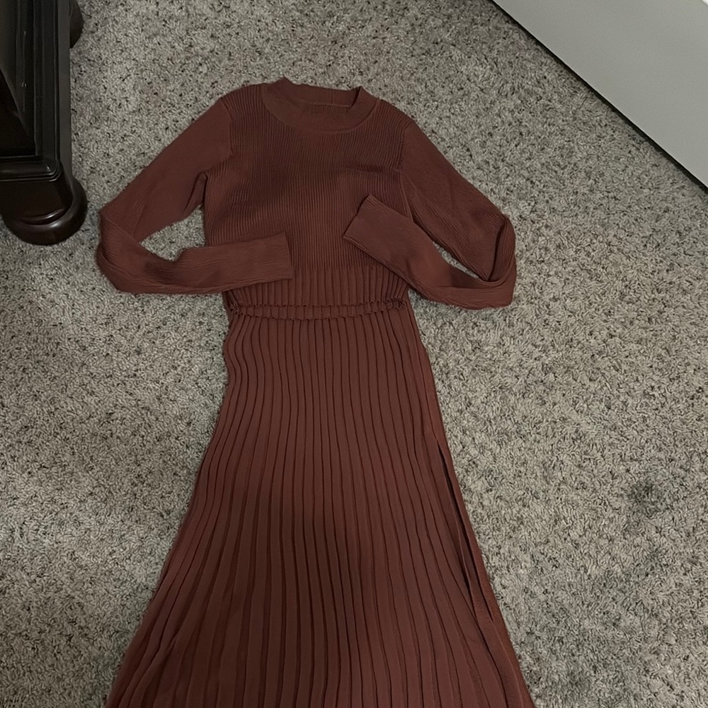 Elegant Brown Two Piece Knit Crop Top/Skirt
